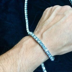 FULL DIAMONDS CZ 18K WHITE GOLD BRACELET ITALY